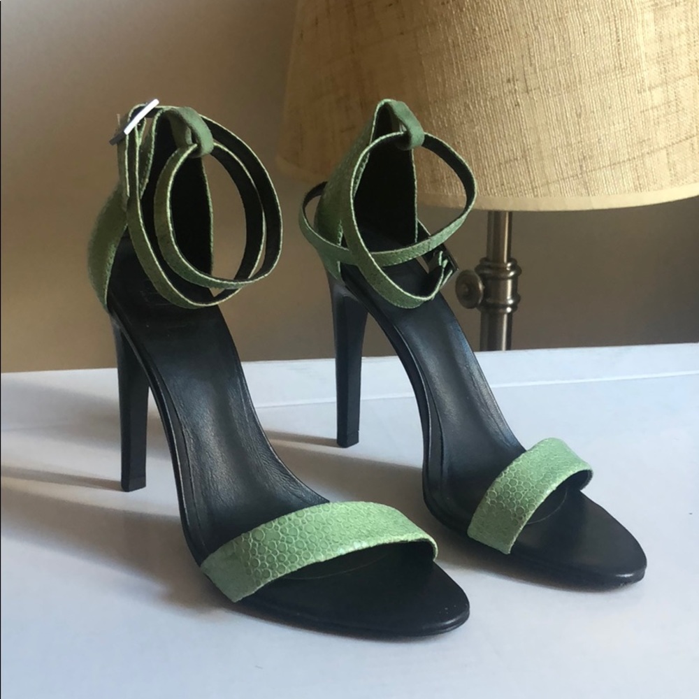 TIBI Amber ankle strap sandals mint green